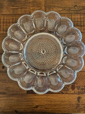 Vintage Indiana Glass Clear Glass Deviled Egg Serving Platter
